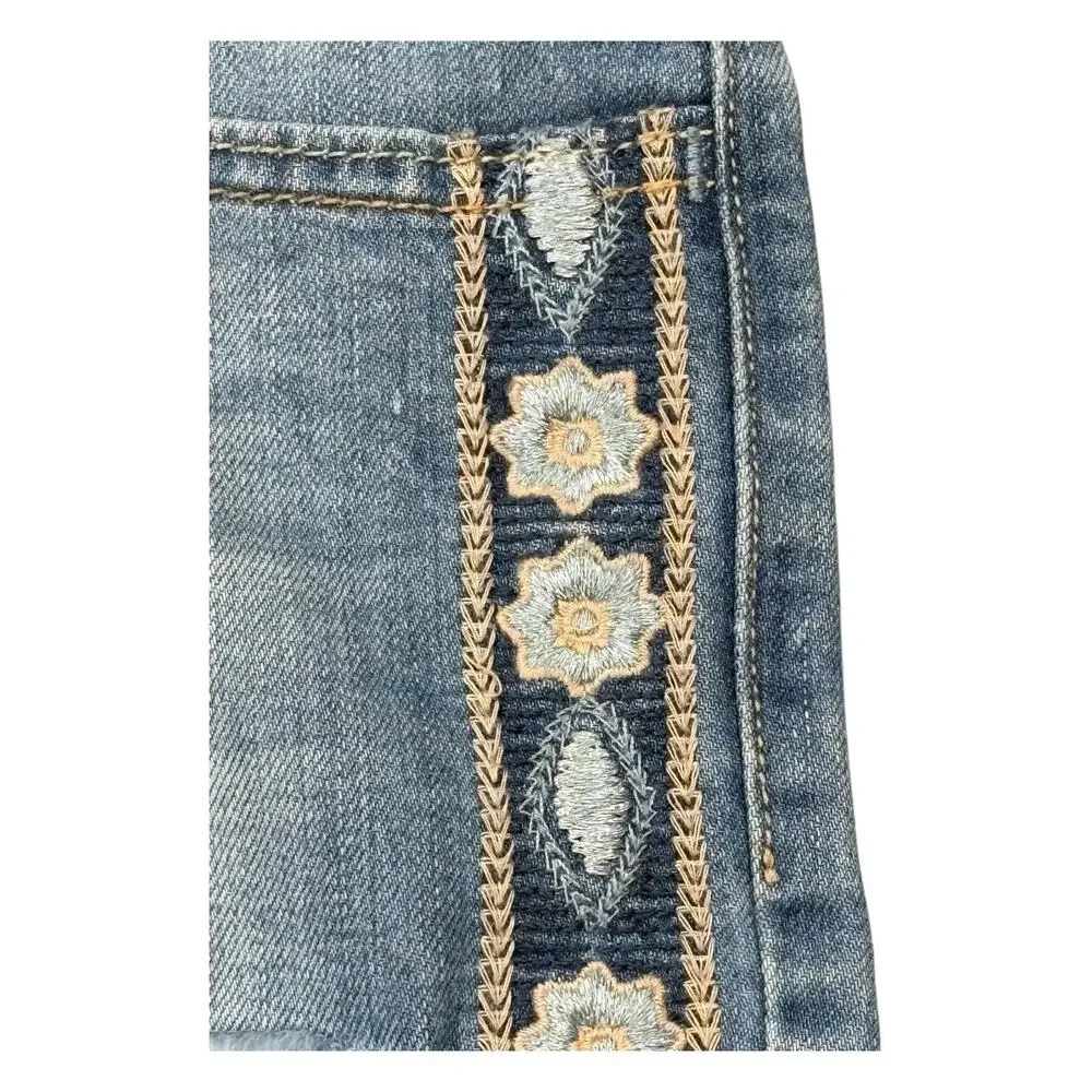 Hollister Low Rise Short Shorts Denim Women's 9/29 Embroidered Y2K Cuttoff Boho - Picture 4 of 8